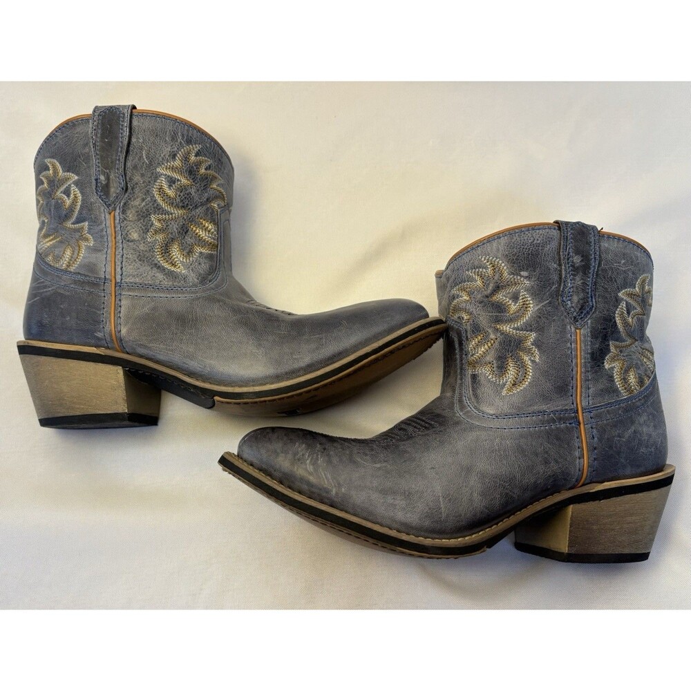 LAREDO Sapphyre Leather Western Short Boots Blue Gray Booties Women 8M #51026 - Picture 8 of 13